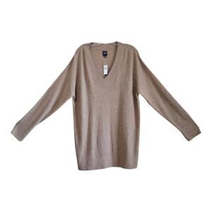 GAP Men XL Sweater Brannon Brown V-Neck Long Sleeve Merino Wool Blend Chest 48"